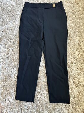Quince Black Dress Pants with Gold Button Detail